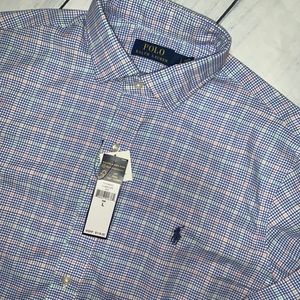 Ralph Lauren blue plaid men’s button up.  NWT
